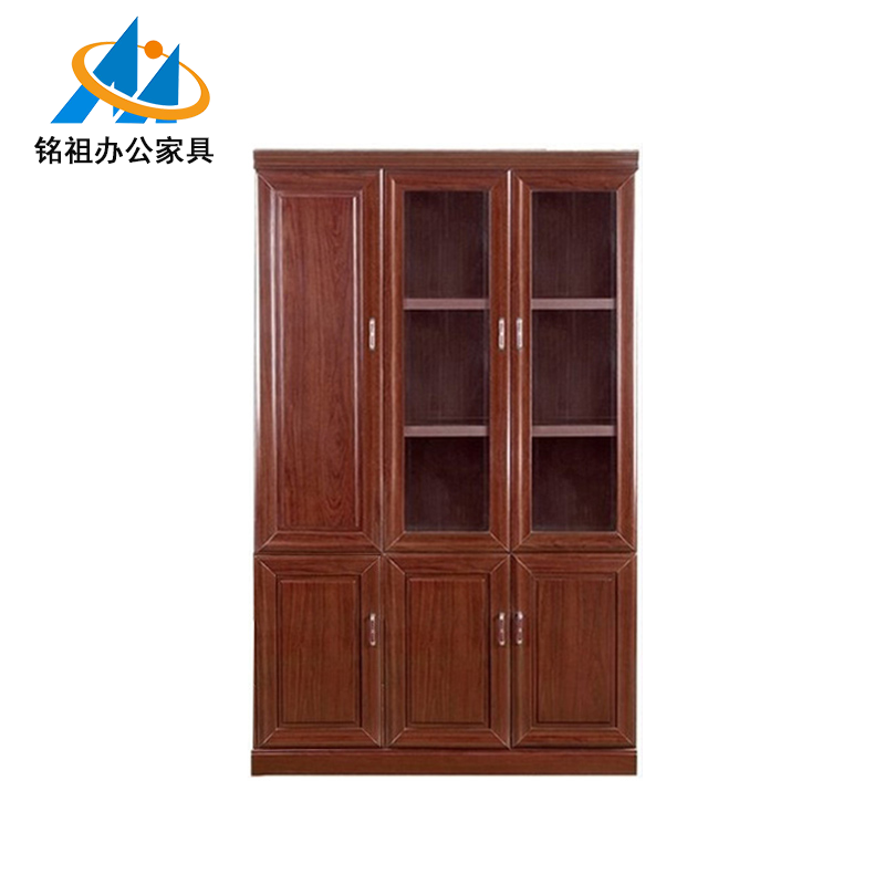 三門油漆帶玻璃文件柜